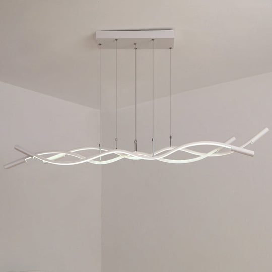 Wave Shaped Aluminum Pendant Lamp - Minimalistic Dining Room Island Lighting 3 / White