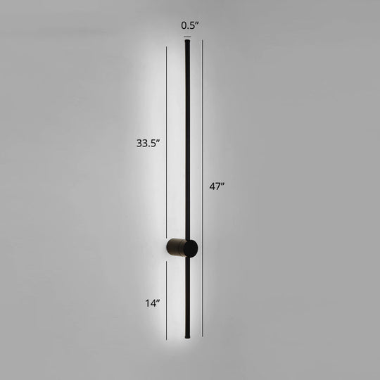 Swivel Stick Wall Sconce - Minimalist Metal Bedside Led Light Black / 47 White