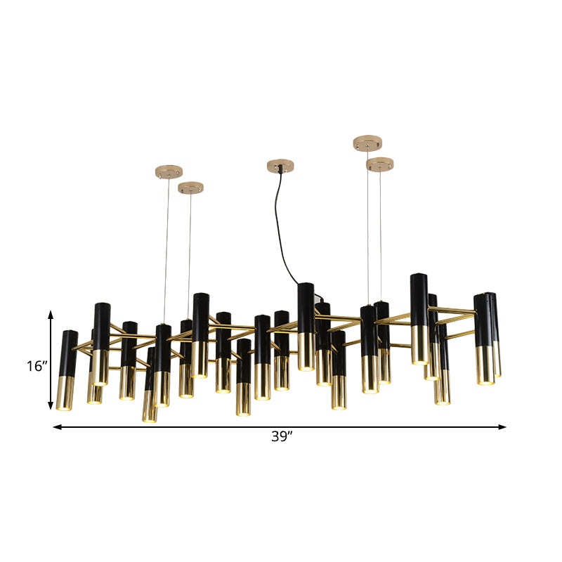 Contemporary Gold LED Tube Chandelier: 11/22 Lights, Warm Pendant Light Fixture