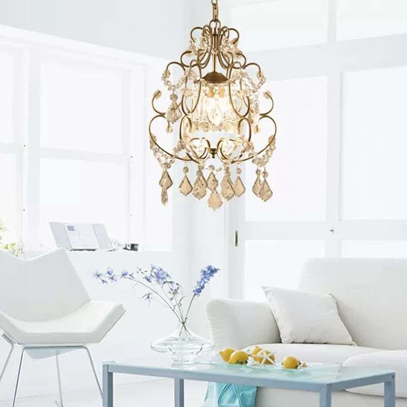 Gourd Pendant Lighting - Nordic Crystal Brass Hanging Lamp For Living Room 1/3 Bulbs 1 /