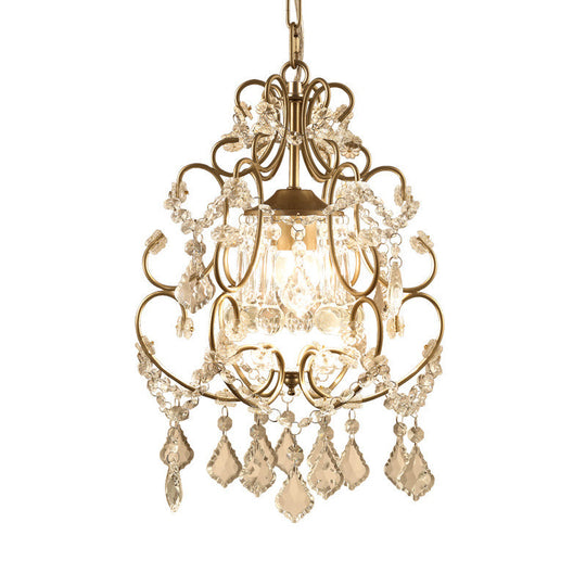 Gourd Pendant Lighting - Nordic Crystal Brass Hanging Lamp For Living Room 1/3 Bulbs