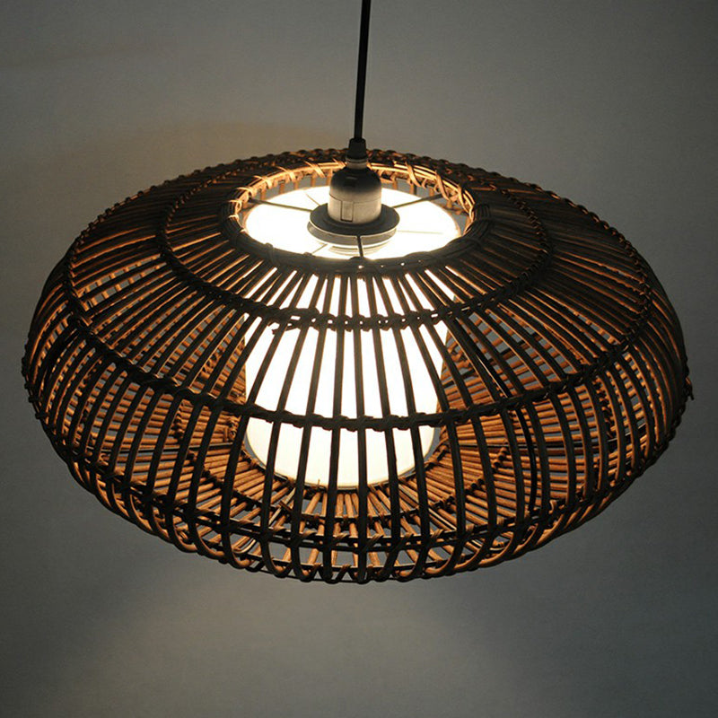Bamboo Lantern Hanging Light: Stylish 1-Light Suspension For Dining Room