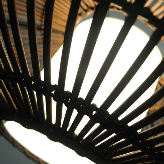 Bamboo Lantern Hanging Light: Stylish 1-Light Suspension For Dining Room
