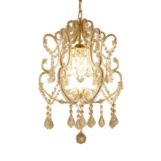 Modern Brass Pendant Lamp With Laser-Cut Design And Crystal Detail For Living Room Lighting