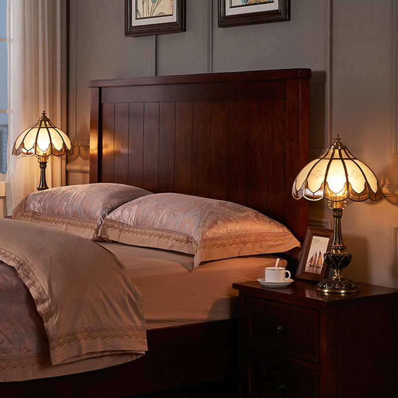 Traditional Bronze Nightstand Lamp With Frosted Glass Shade - Perfect For Bedroom