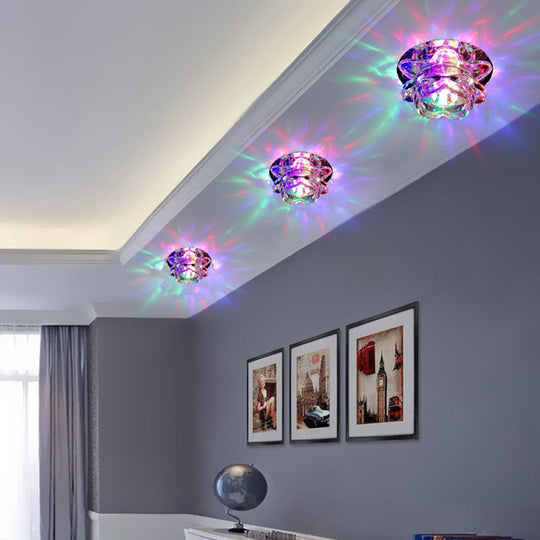Crystal Clear Lotus Flush Mount Led Light - Minimalist Ceiling Fixture For Passageway