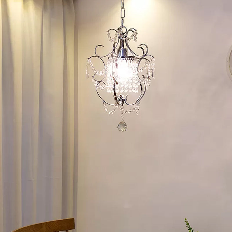 Gourd Crystal Pendant: Nordic Style 1-Head Coffee/Chrome Ceiling Light For Hallway Chrome
