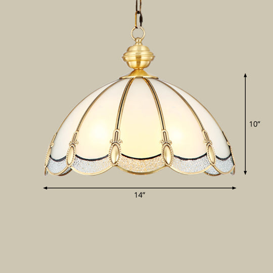 Opal Glass Gold Chandelier Umbrella Pendant Light Fixture For Dining Room 3 /