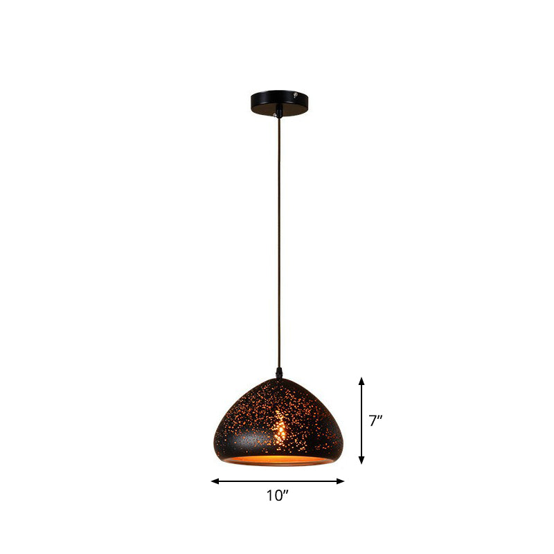 Hollow-Out Metal Pendant Lighting Retro 1-Light Black Finish Suspension Light for Restaurant