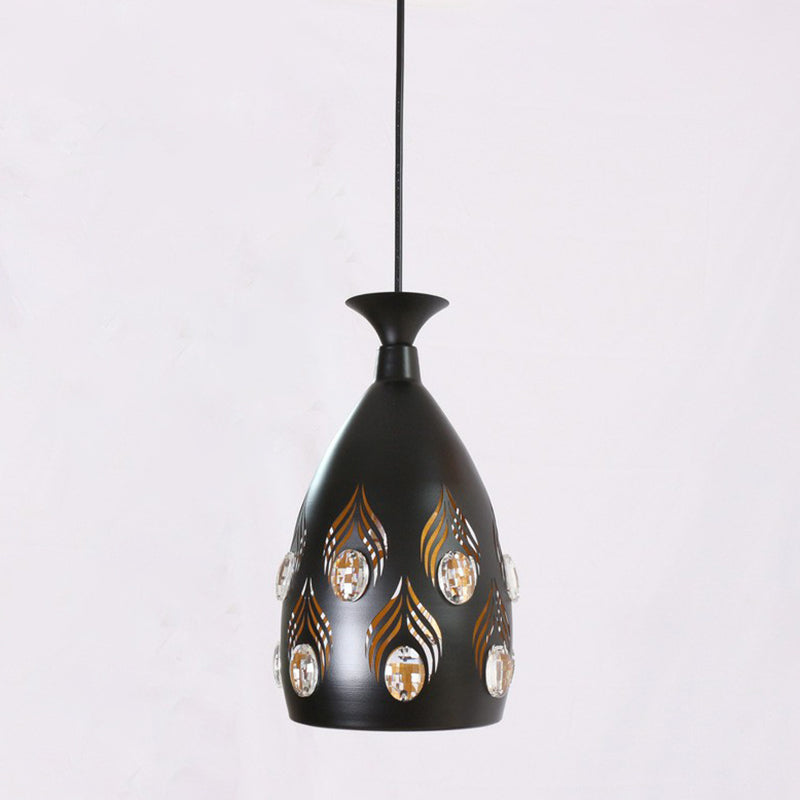 Artistic Metal Cluster Pendant Light - 3 Head Cup Shape Black Hollowed-Out Ceiling Lamp With