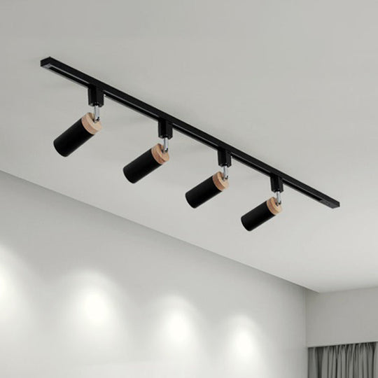Modern Tubular Track Light For Commercial Use - Metal Spotlight With Semi-Mount Ceiling Design
