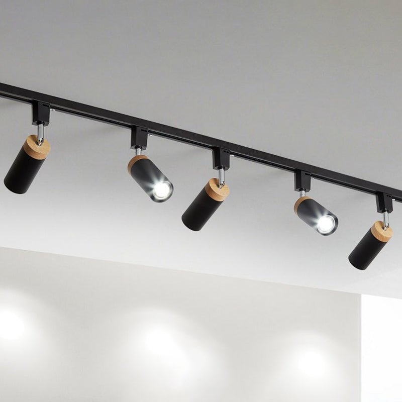 Modern Tubular Track Light For Commercial Use - Metal Spotlight With Semi-Mount Ceiling Design
