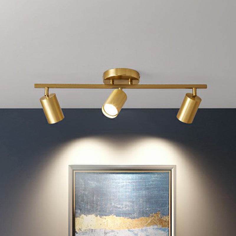 Modern Gold Led Flush Ceiling Spotlight With Sleek Tubular Design And Metallic Shade