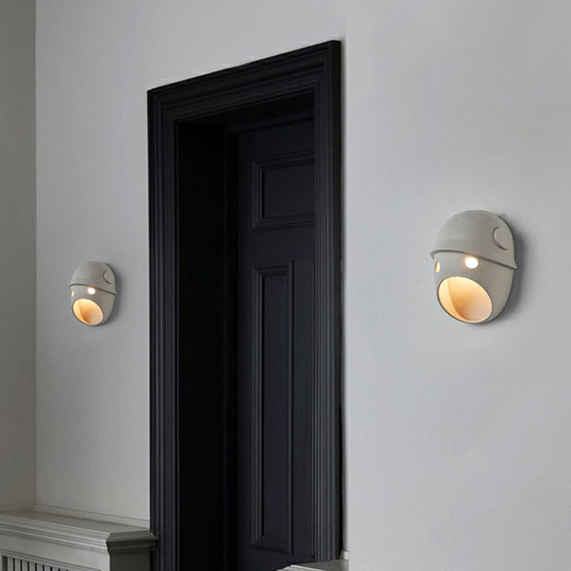 Funny Face Wall Sconce Led Light For Bedroom In Grey Resin