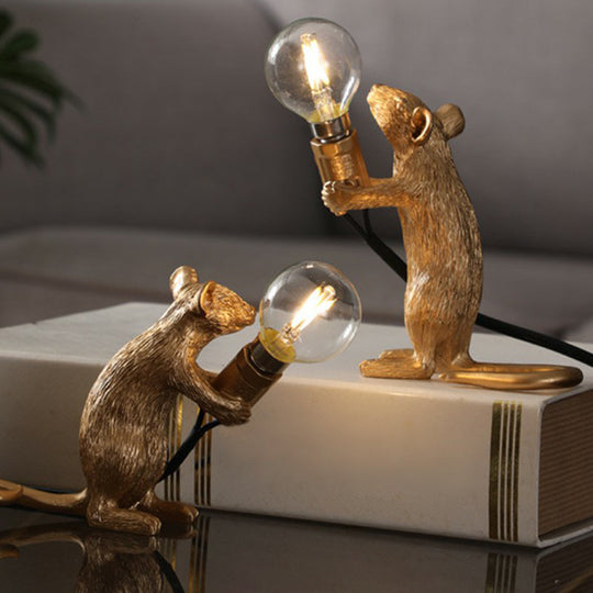Kids Style Mouse Shaped Table Lamp Resin Bedside Night Light For Decoration