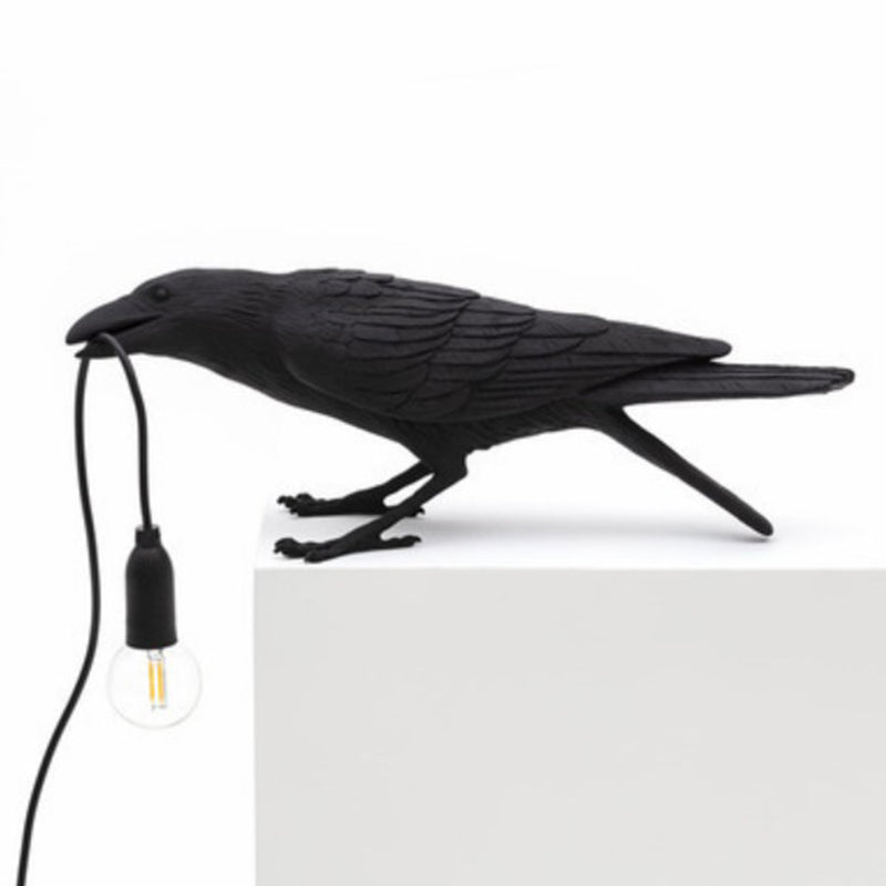 Artistic Bird Shaped Table Lamp - Creative Resin Nightstand Light For Bedroom Black / Sitting