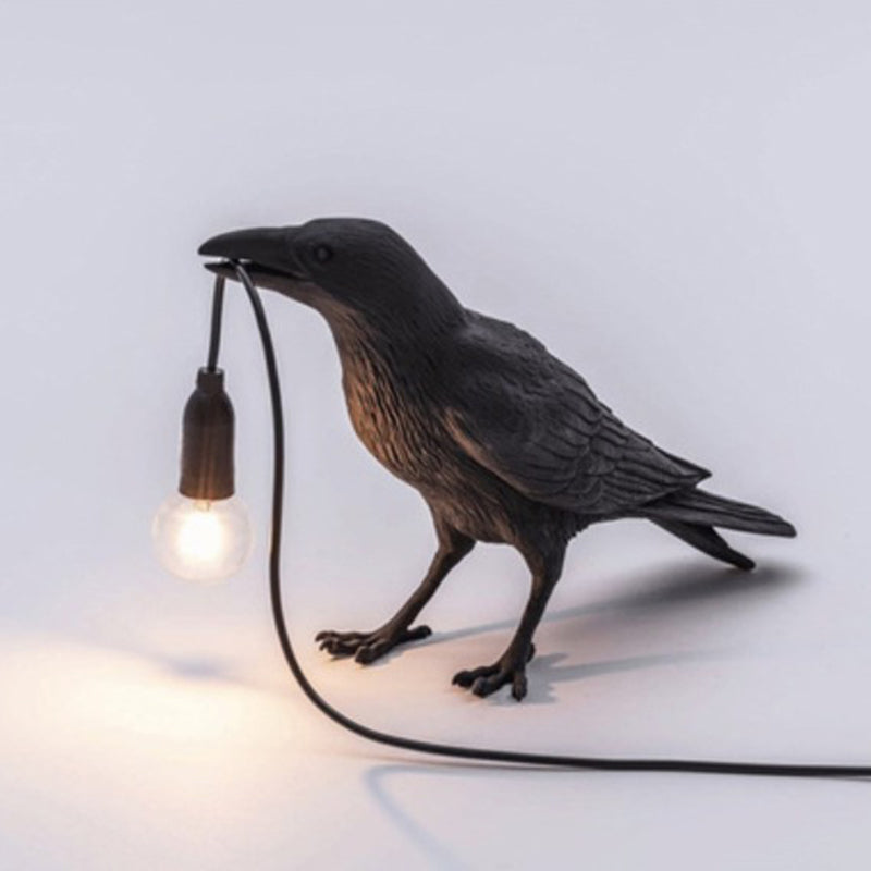 Artistic Bird Shaped Table Lamp - Creative Resin Nightstand Light For Bedroom Black / Standing
