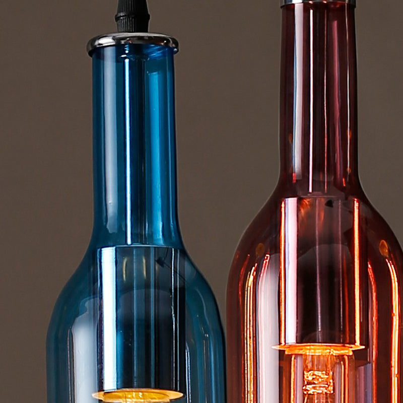 Art Deco Beer Bottle Ceiling Pendant Light | 1-Head Glass Bistro Hanging Lamp