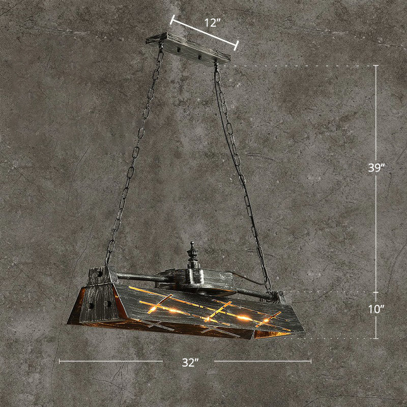 Metal Shade 4-Light Prism Island Pendant For Restaurant Decor Aged Silver