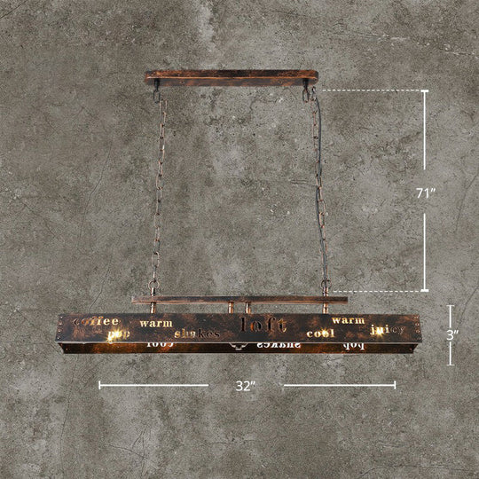 Metal Shade 4-Light Prism Island Pendant For Restaurant Decor Rustic Copper