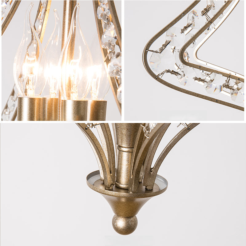 Silver Crystal Diamond Chandelier Pendant Light - Minimalist 4-Head Living Room Hanging Lamp