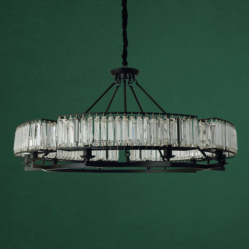 Contemporary Loop Chandelier With Crystal Prism Pendant Lighting - Ideal For Living Room 10 / Black