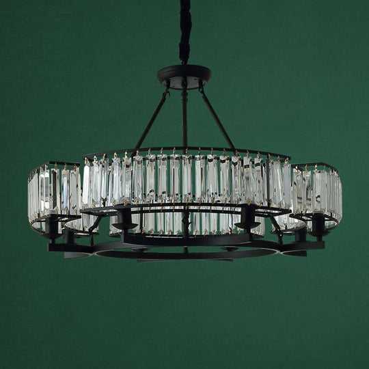 Contemporary Loop Chandelier With Crystal Prism Pendant Lighting - Ideal For Living Room 8 / Black