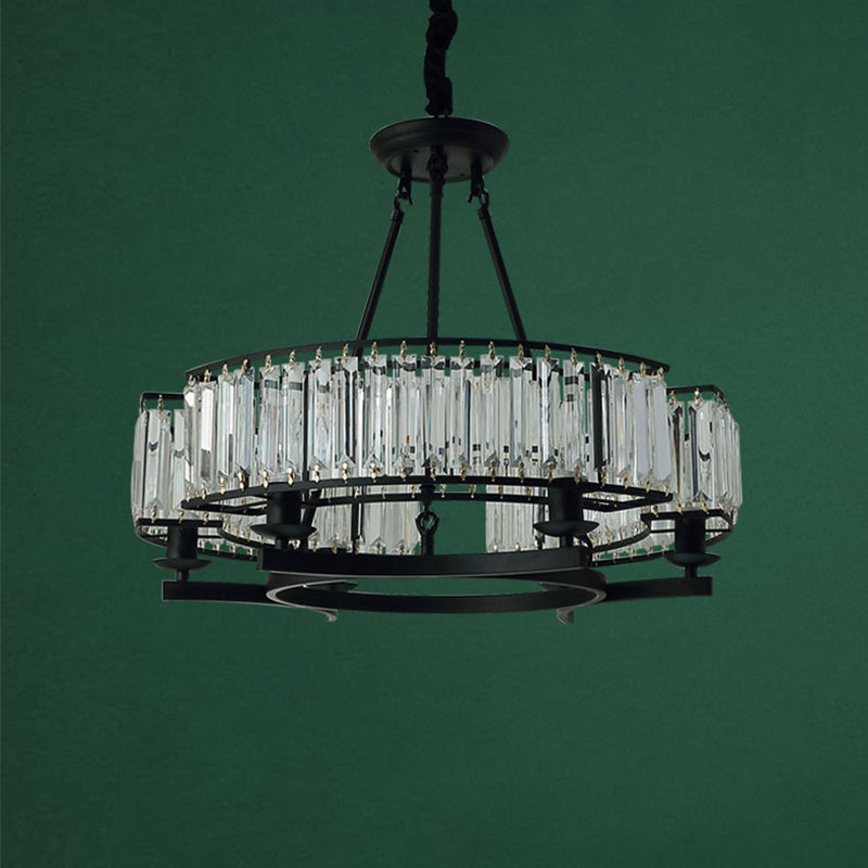 Contemporary Loop Chandelier With Crystal Prism Pendant Lighting - Ideal For Living Room 6 / Black