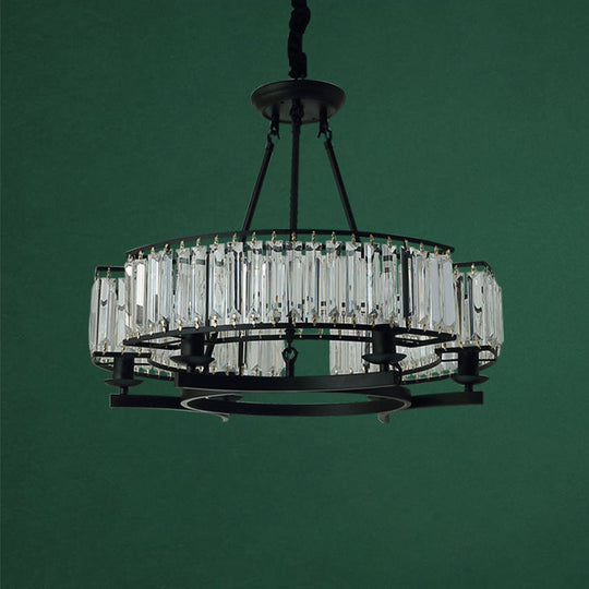 Contemporary Loop Chandelier With Crystal Prism Pendant Lighting - Ideal For Living Room 6 / Black