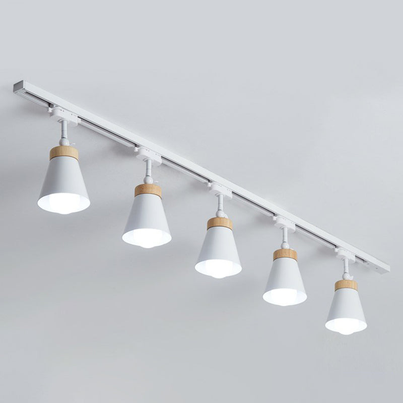 Nordic Style Semi Flush Mount Spotlight - Living Room Track Light with Cone Metal Shade, Various Configurations
