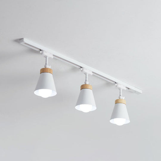Nordic Style Semi Flush Mount Spotlight - Living Room Track Light with Cone Metal Shade, Various Configurations