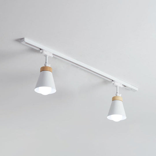 Nordic Style Cone Metal Shade Spotlight Track Light - Living Room Semi Flush Mount Lamp 2 / White