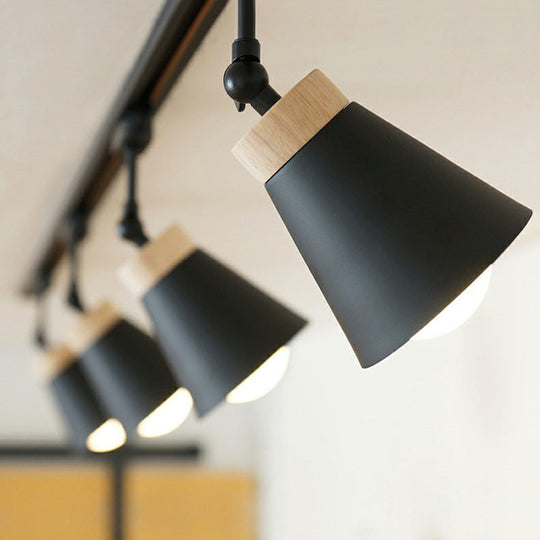 Nordic Style Cone Metal Shade Spotlight Track Light - Living Room Semi Flush Mount Lamp