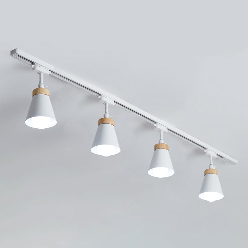 Nordic Style Cone Metal Shade Spotlight Track Light - Living Room Semi Flush Mount Lamp 4 / White