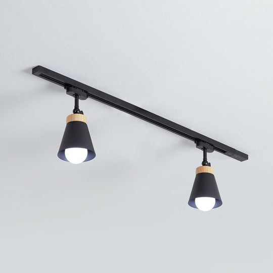 Nordic Style Cone Metal Shade Spotlight Track Light - Living Room Semi Flush Mount Lamp 2 / Black