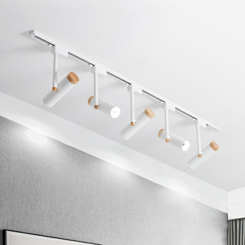 Nordic Tubular Spotlight With Wood Cap - Semi Flush Mount For Living Room Track Lighting