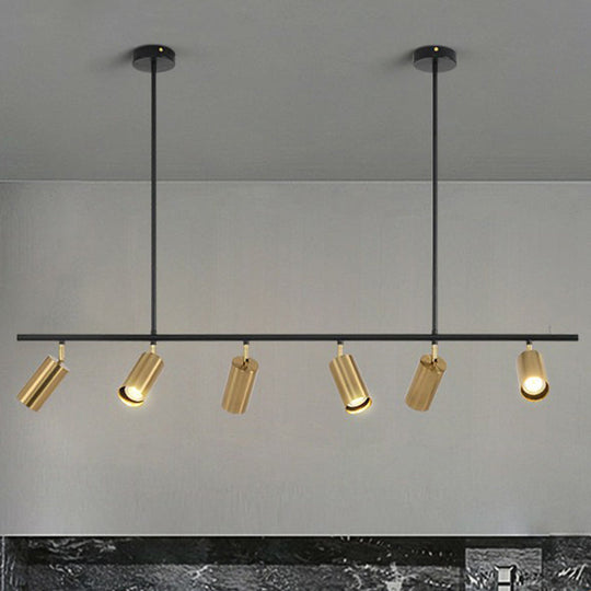 Gold Metal Island Ceiling Light - Postmodern Electroplated Tube Spotlight For Dining Room