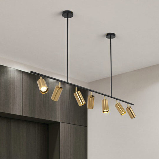 Gold Metal Island Ceiling Light - Postmodern Electroplated Tube Spotlight For Dining Room