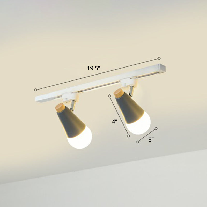 Sleek Cone Spotlight Track Lighting: Macaron Metal Semi-Flush Mount Light For Corridors 2 / Grey