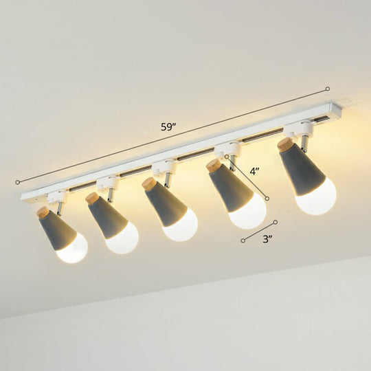 Sleek Cone Spotlight Track Lighting: Macaron Metal Semi-Flush Mount Light For Corridors 5 / Grey