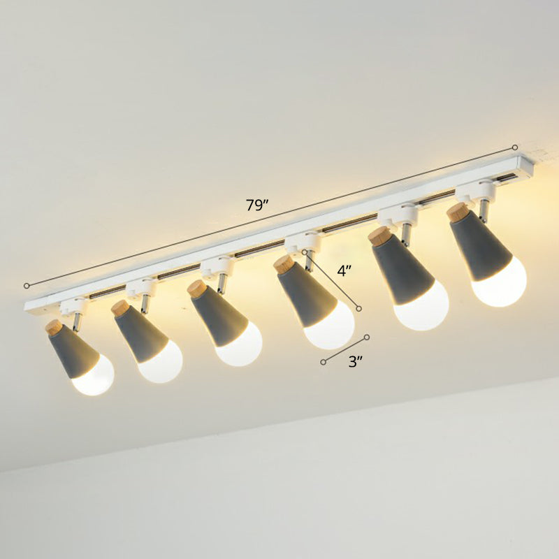 Sleek Cone Spotlight Track Lighting: Macaron Metal Semi-Flush Mount Light For Corridors 6 / Grey