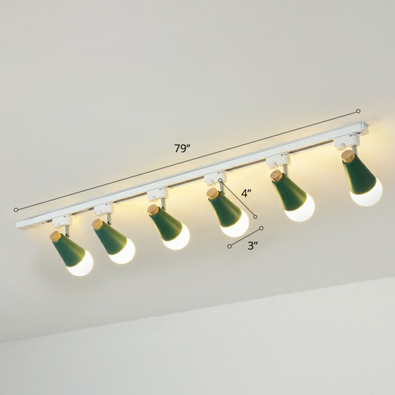Sleek Cone Spotlight Track Lighting: Macaron Metal Semi-Flush Mount Light For Corridors 6 / Green