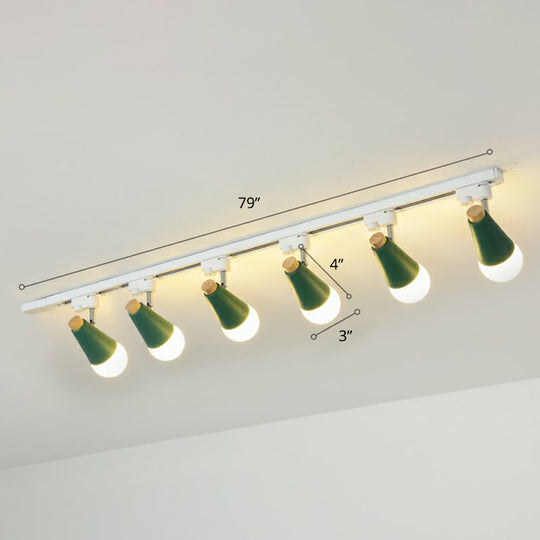 Sleek Cone Spotlight Track Lighting: Macaron Metal Semi-Flush Mount Light For Corridors 6 / Green