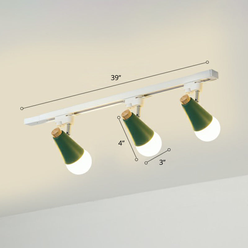 Sleek Cone Spotlight Track Lighting: Macaron Metal Semi-Flush Mount Light For Corridors 3 / Green