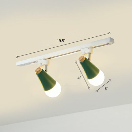 Sleek Cone Spotlight Track Lighting: Macaron Metal Semi-Flush Mount Light For Corridors 2 / Green