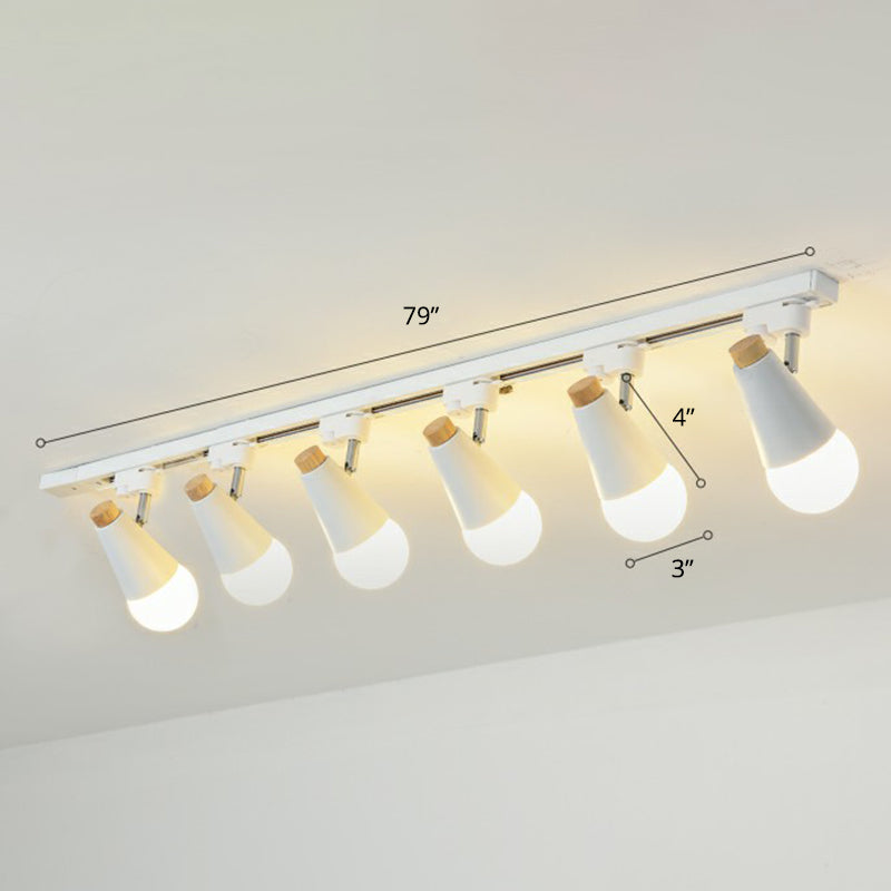 Sleek Cone Spotlight Track Lighting: Macaron Metal Semi-Flush Mount Light For Corridors 6 / White