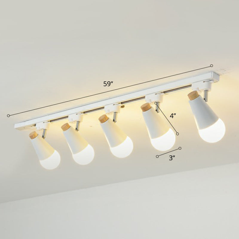 Sleek Cone Spotlight Track Lighting: Macaron Metal Semi-Flush Mount Light For Corridors 5 / White