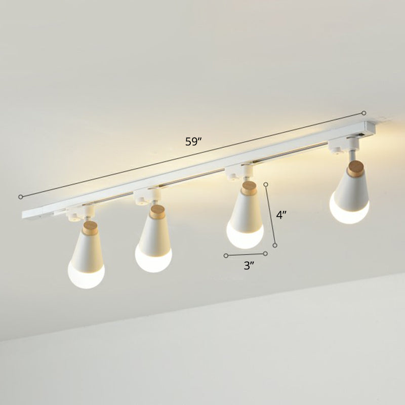 Sleek Cone Spotlight Track Lighting: Macaron Metal Semi-Flush Mount Light For Corridors 4 / White
