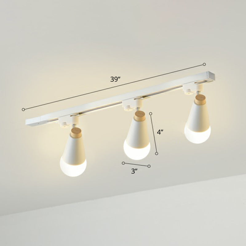 Sleek Cone Spotlight Track Lighting: Macaron Metal Semi-Flush Mount Light For Corridors 3 / White