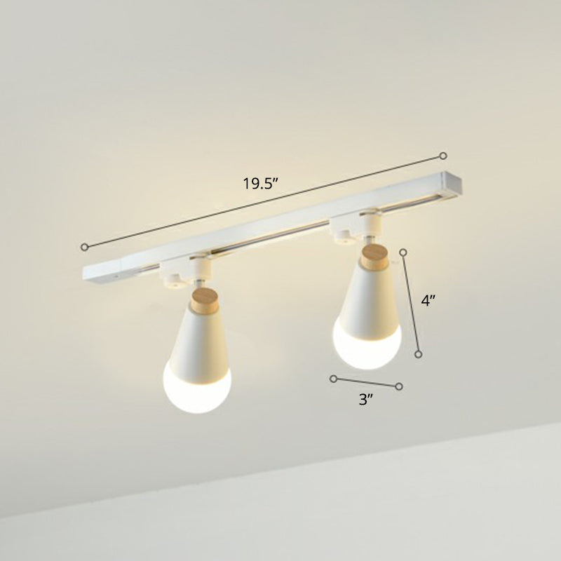 Sleek Cone Spotlight Track Lighting: Macaron Metal Semi-Flush Mount Light For Corridors 2 / White